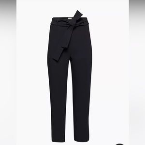 Aritzia wilfred tie front pant high waisted belted pants. trousers. BLACK 00